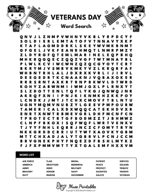 Veterans Day Word Search
