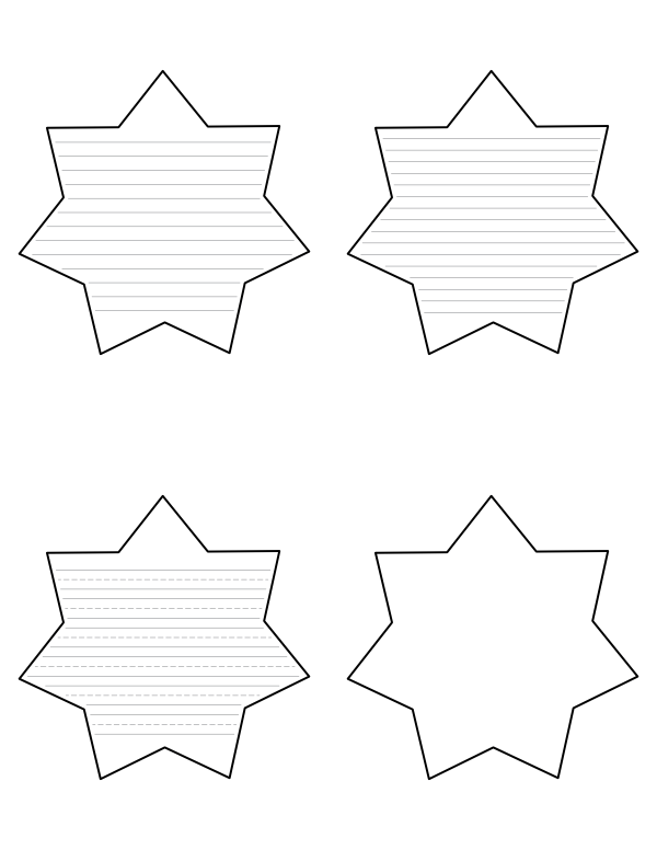 7 Point Star Shaped Writing Templates