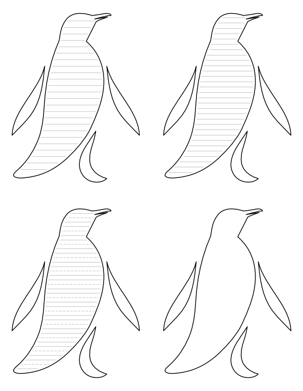Abstract Penguin-Shaped Writing Templates