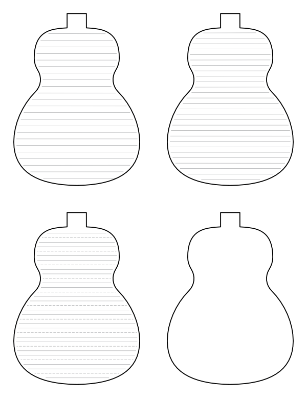 Free Printable Acoustic Guitar-Shaped Writing Templates