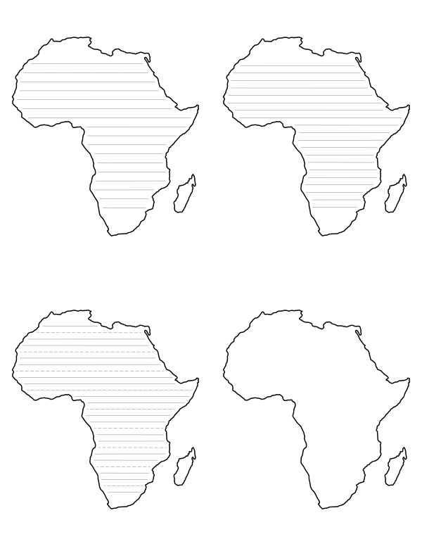 Africa-Shaped Writing Templates