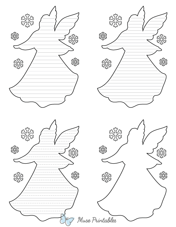 Angel and Snowflakes-Shaped Writing Templates
