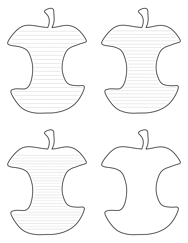 Free Printable Apple Core Shaped Writing Templates