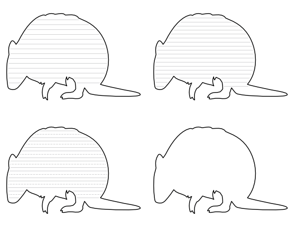 Free Printable Armadillo Side View-Shaped Writing Templates