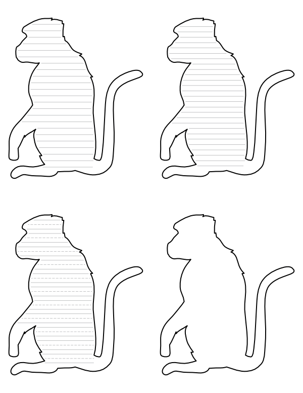 Baboon Side View-Shaped Writing Templates