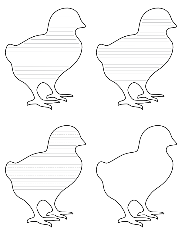 Free Printable Baby Chick-Shaped Writing Templates