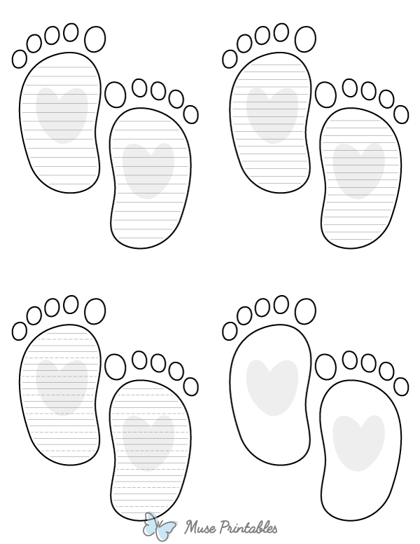 Baby Feet With Heart-Shaped Writing Templates