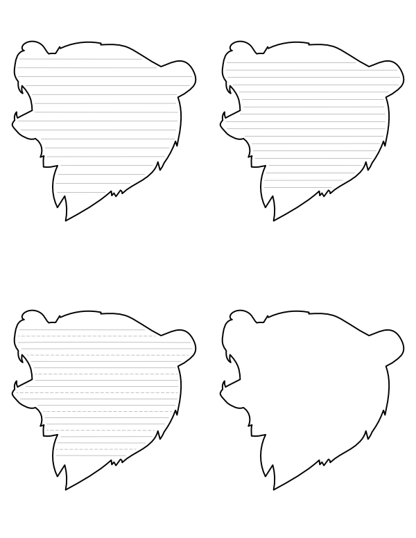 Bear Head-Shaped Writing Templates