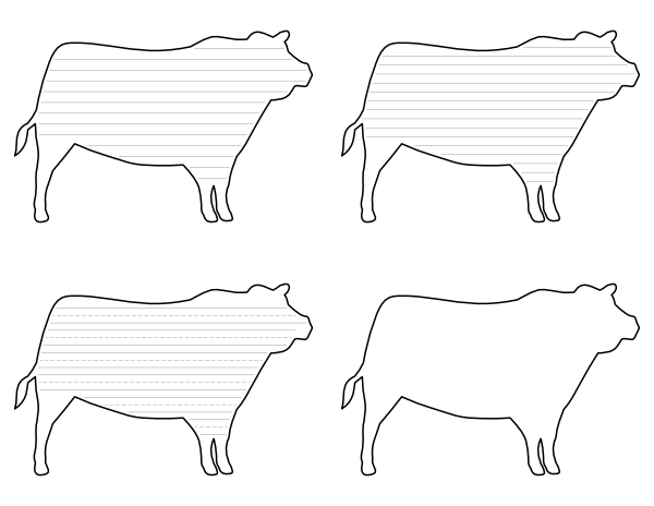 Beef Cow-Shaped Writing Templates