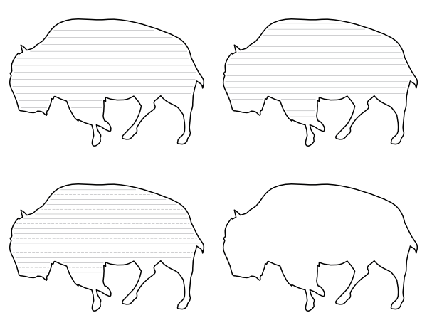 Bison Side View-Shaped Writing Templates
