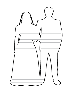 Bride and Groom Arm In Arm Shaped Writing Templates