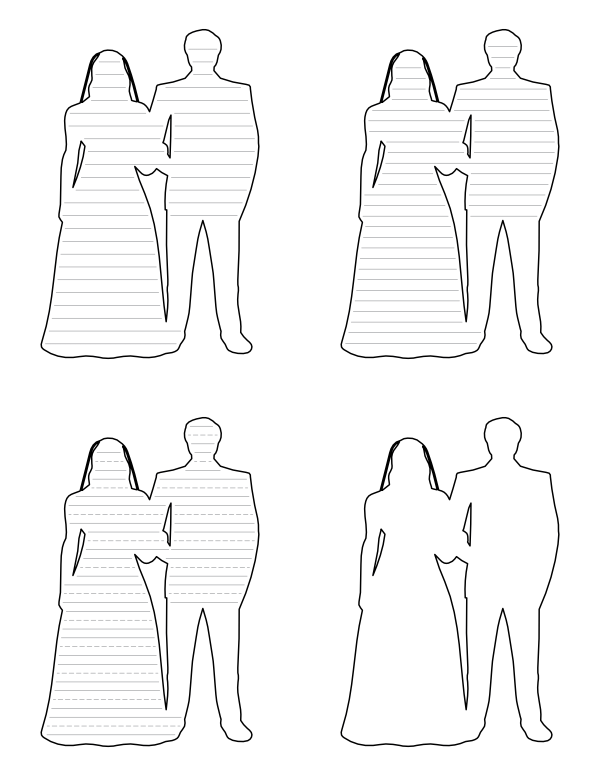 Bride and Groom Arm In Arm-Shaped Writing Templates