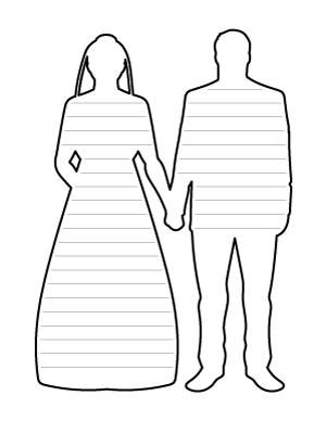 Bride and Groom Holding Hands Shaped Writing Templates