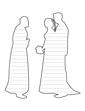 Bride and Groom In Front of Priest Shaped Writing Templates
