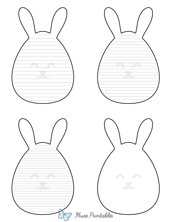 Bunny Easter Egg-Shaped Writing Templates