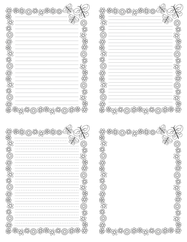 Butterflies and Flowers Writing Templates