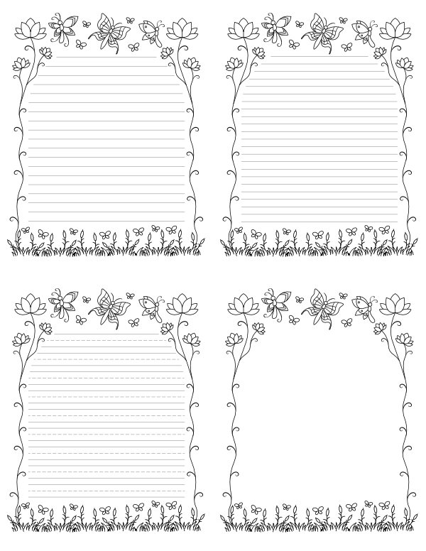 Butterfly Writing Templates
