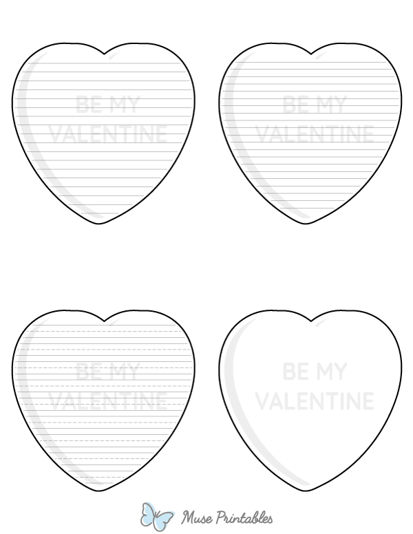 Candy Heart-Shaped Writing Templates