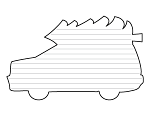 Car With Christmas Tree-Shaped Writing Templates