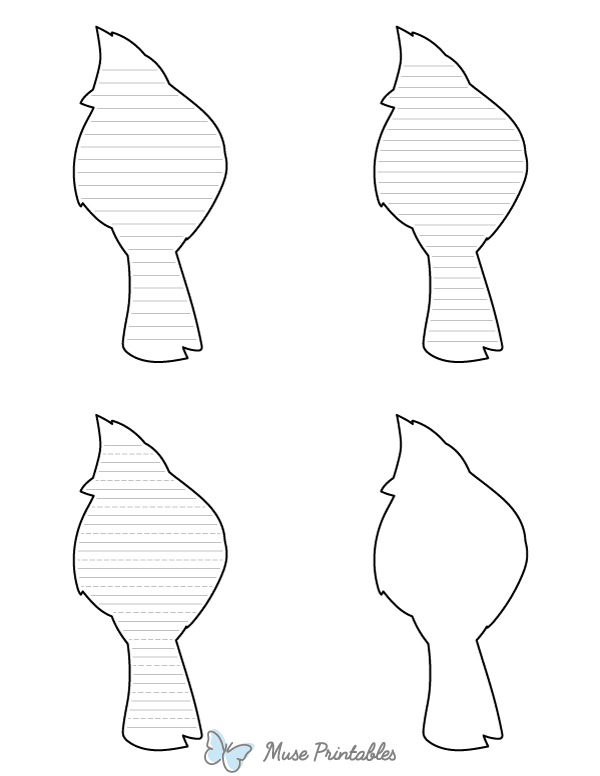 Cardinal Front View-Shaped Writing Templates