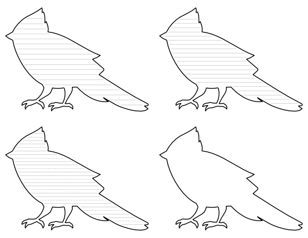 Cardinal Side View-Shaped Writing Templates