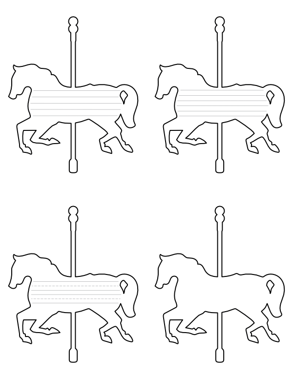 Free Printable Carousel Horse-Shaped Writing Templates