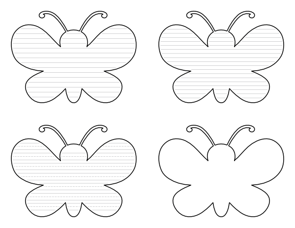 Cartoon Butterfly-Shaped Writing Templates
