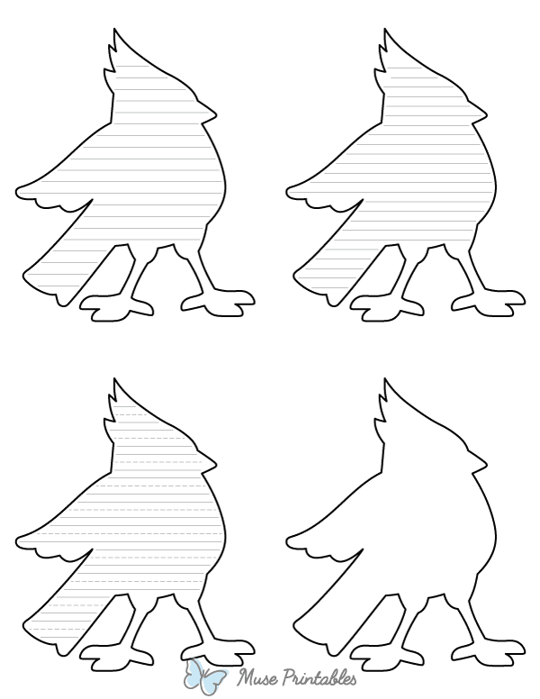 Cartoon Cardinal-Shaped Writing Templates