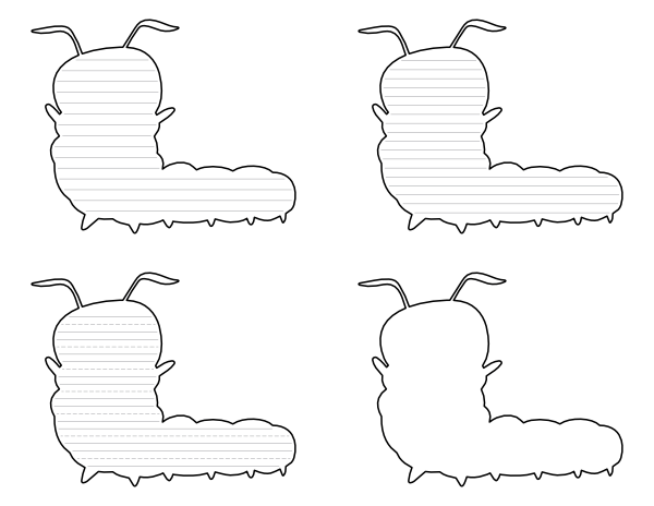 Cartoon Caterpillar-Shaped Writing Templates