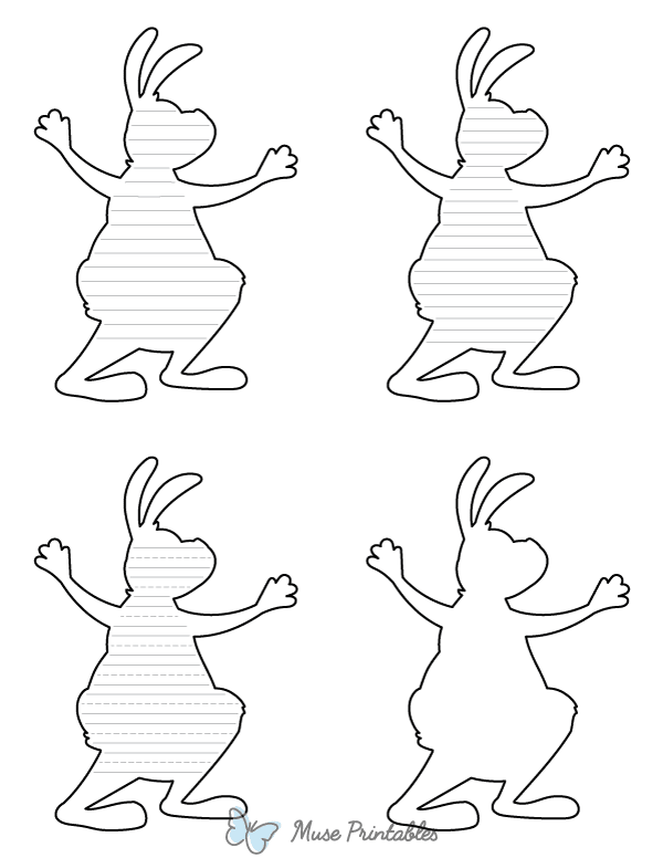Cartoon Hare-Shaped Writing Templates