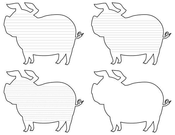 Cartoon Pig-Shaped Writing Templates