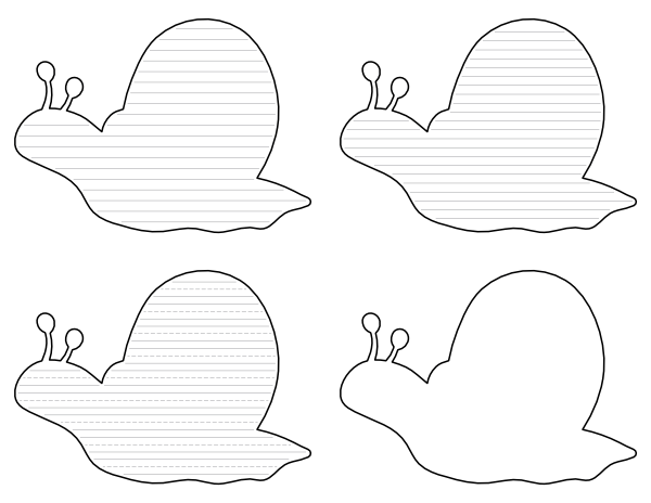 Cartoon Snail-Shaped Writing Templates