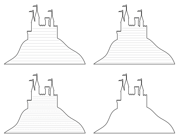 Castle on Hill Shaped Writing Templates