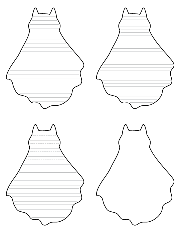 Cat Ghost-Shaped Writing Templates