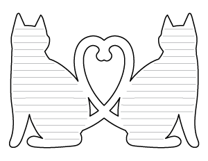 Cat Heart-Shaped Writing Templates