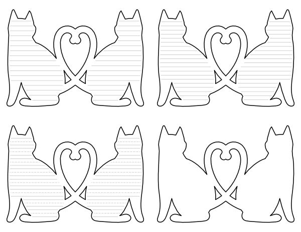 Cat Heart-Shaped Writing Templates