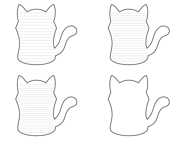 Free Printable Cat-Shaped Writing Templates