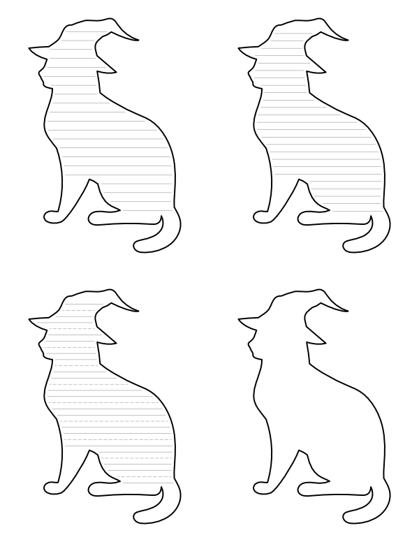 Cat Wearing Witch Hat Shaped Writing Templates