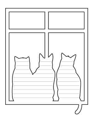 Cats in Window-Shaped Writing Templates
