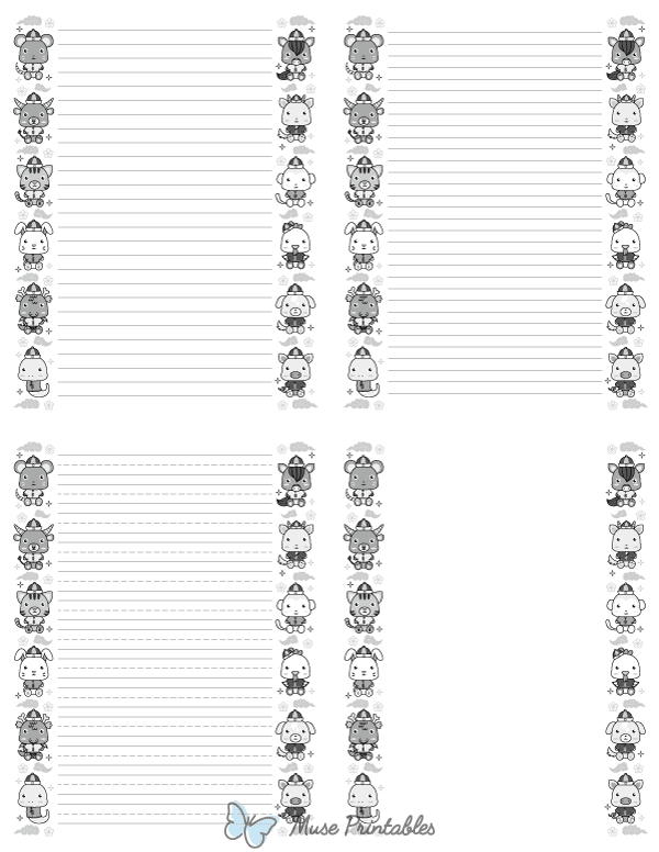 Chinese Zodiac Animals Writing Templates