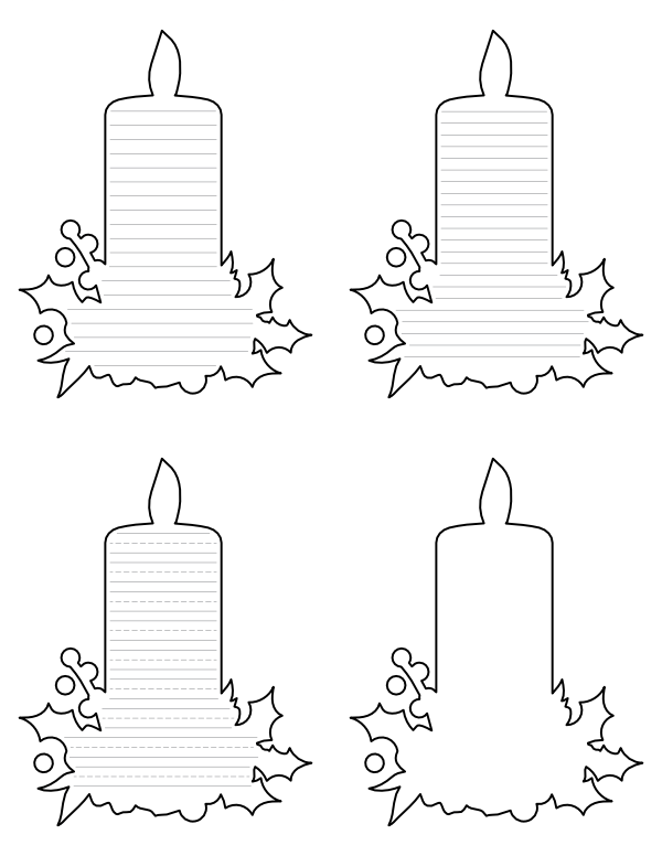 Christmas Candle-Shaped Writing Templates