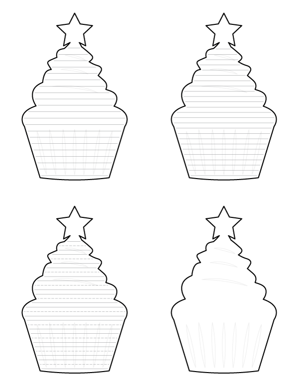 Christmas Cupcake-Shaped Writing Templates