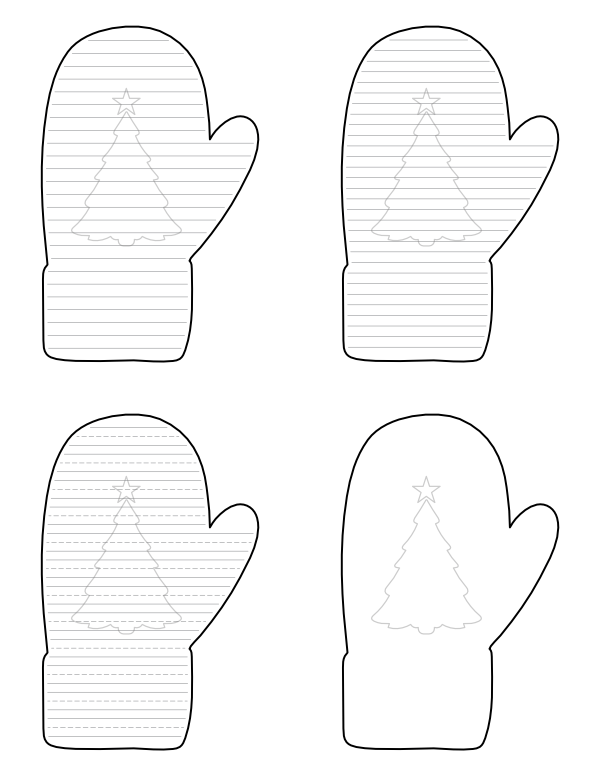 Christmas Mittens-Shaped Writing Templates
