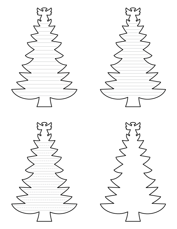 Christmas Tree With Angel-Shaped Writing Templates
