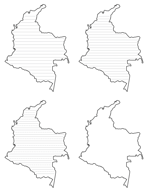 Colombia-Shaped Writing Templates