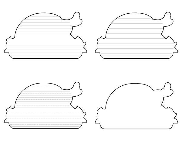 Cooked Thanksgiving Turkey-Shaped Writing Templates