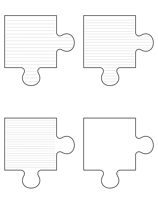 Corner Puzzle Piece-Shaped Writing Templates