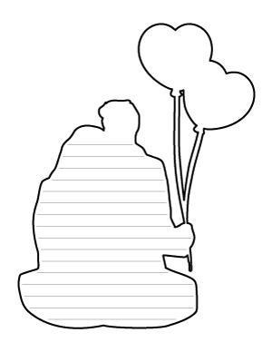 Couple With Heart Balloons-Shaped Writing Templates