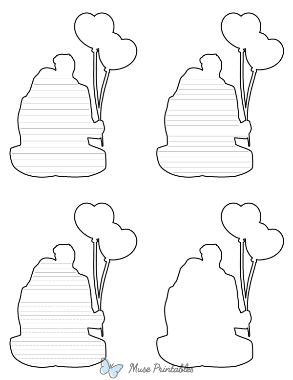 Couple With Heart Balloons-Shaped Writing Templates