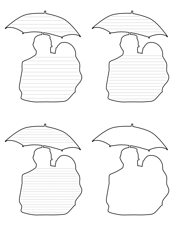 Couple with Umbrella-Shaped Writing Templates